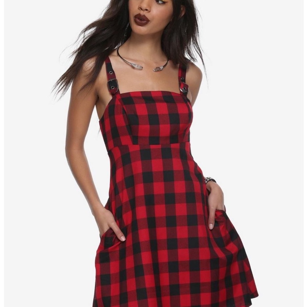 Hot Topic Buffalo plaid a-line jumper/dress - Picture 5 of 6